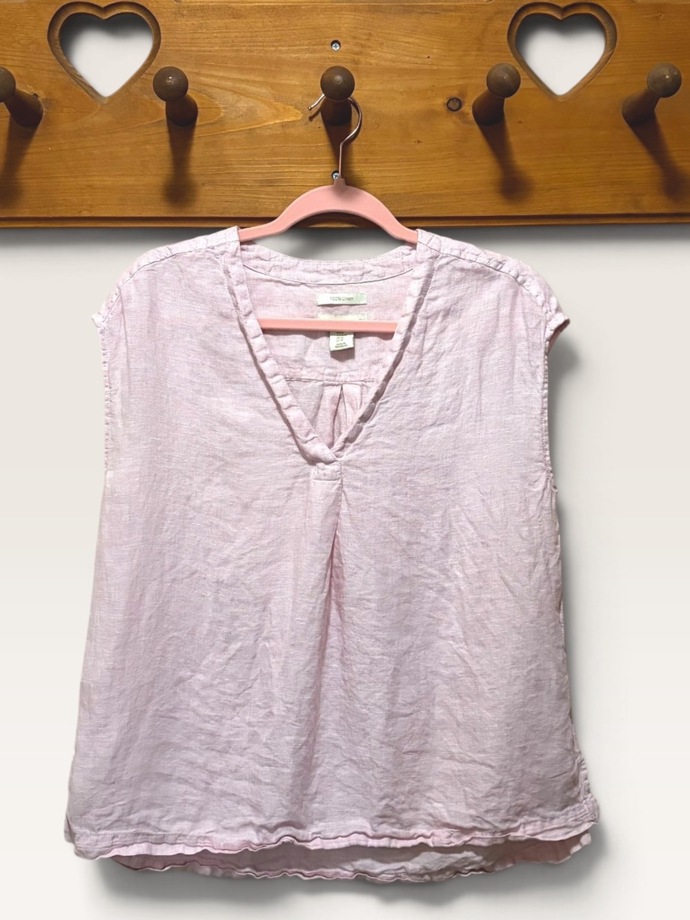 Cynthia Rowley 100% Linen Blouse Pink V Neck Top M